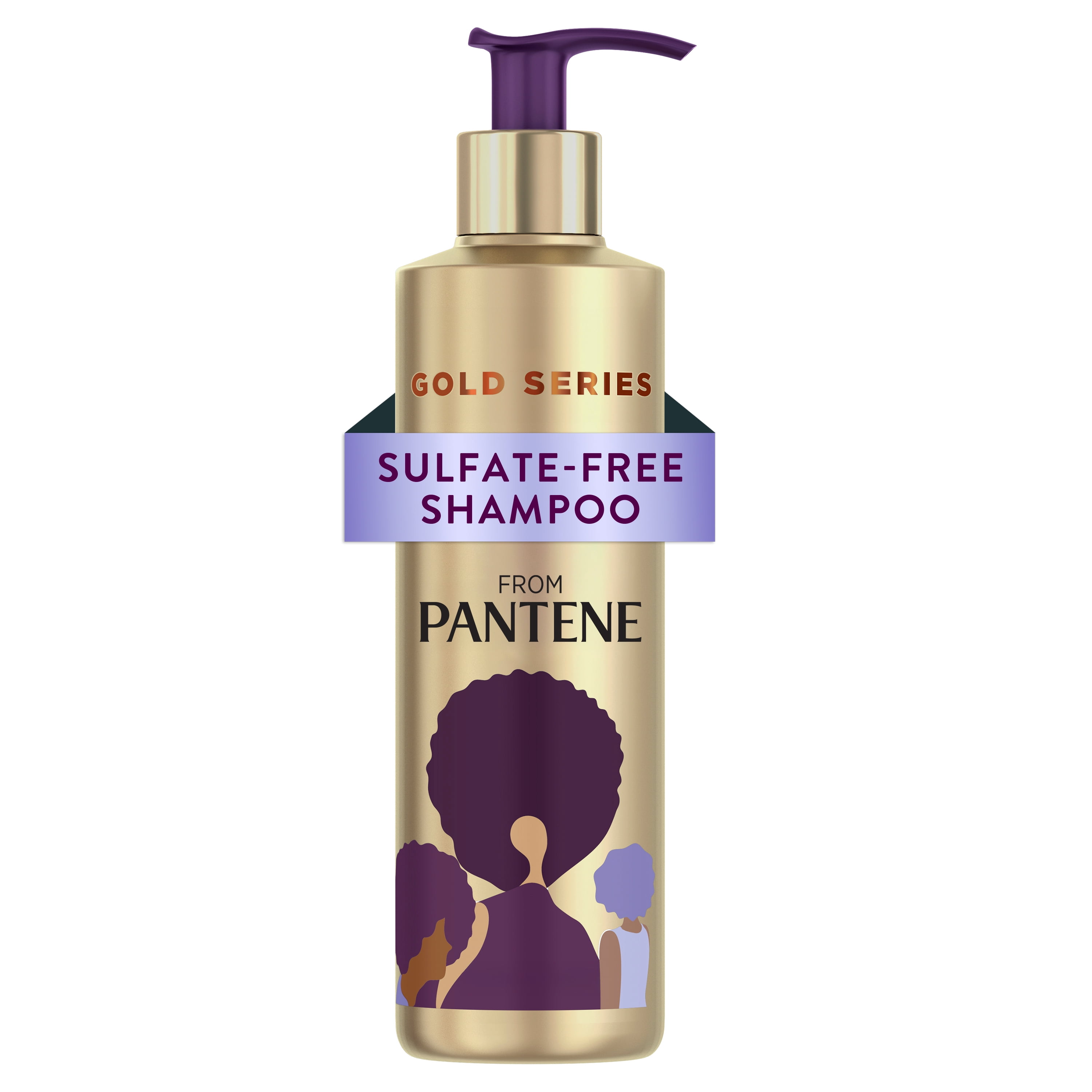 (4 pack) Pantene Gold Series Shampoo, Sulfate-Free with Argan Oil for Curly, Coily Hair, 8.5 fl oz