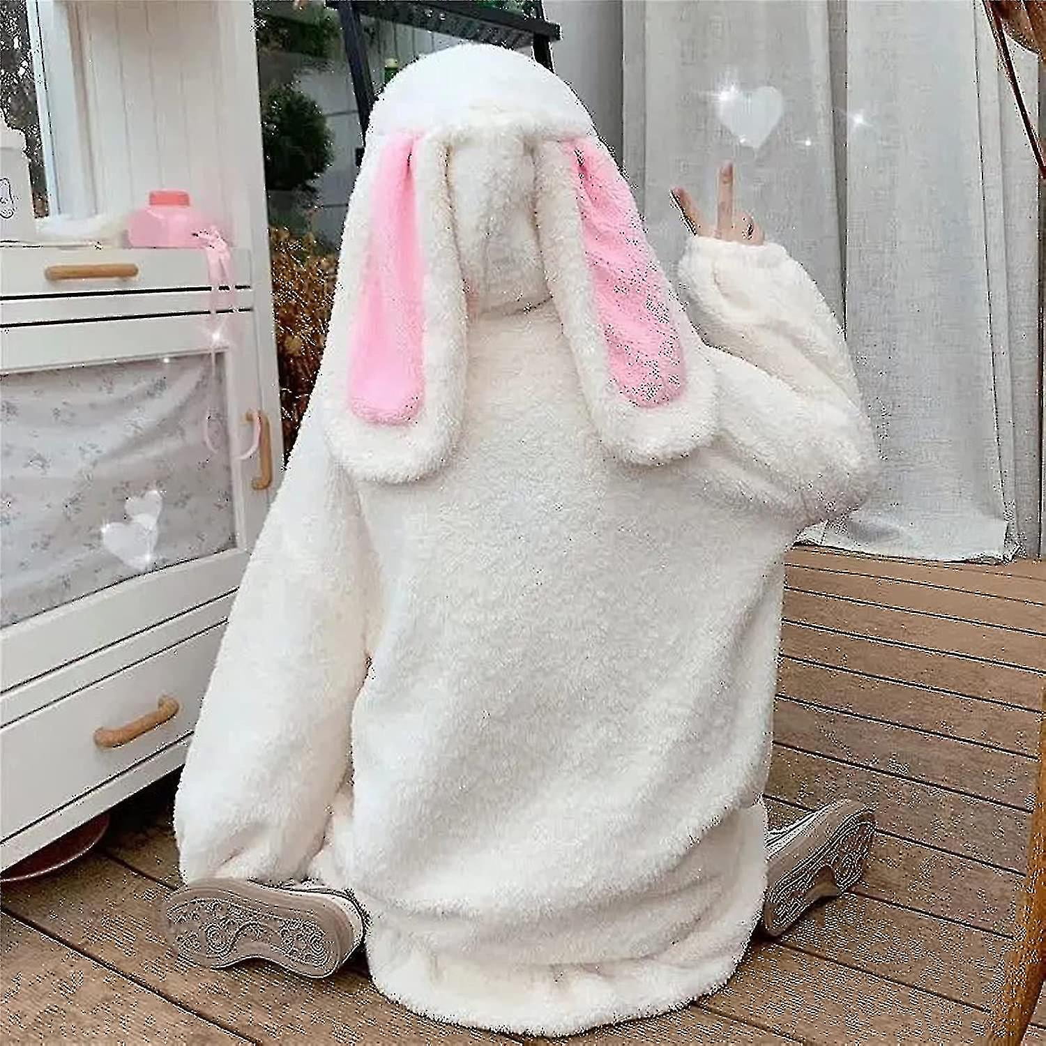 Women Cute Bunny Ear Hoodie Fuzzy Fluffy Rabbit Sweater Sweatshirt Pullover Tops Long Sleeve Kawaii Walmart