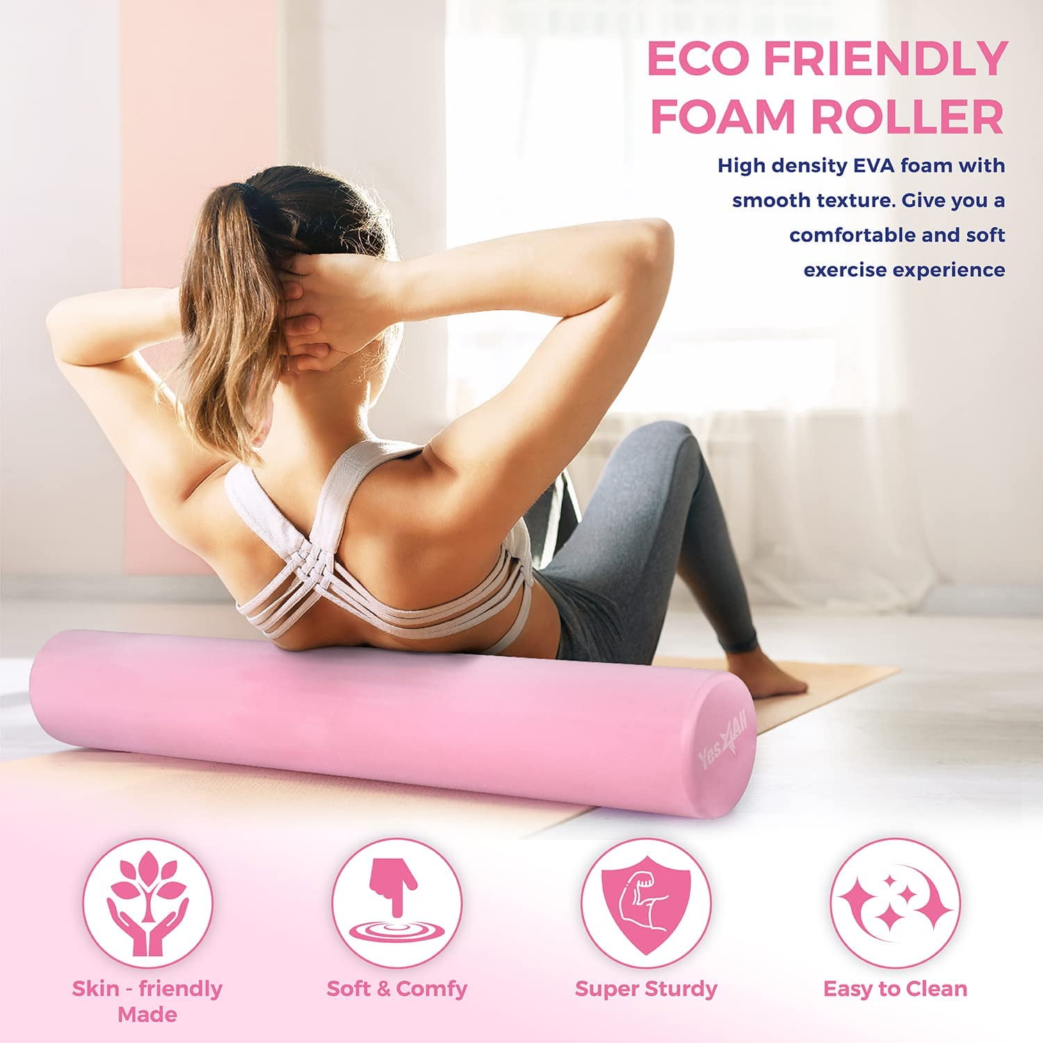 Yes4All 36inch Exercise Foam Roller EVA Pink