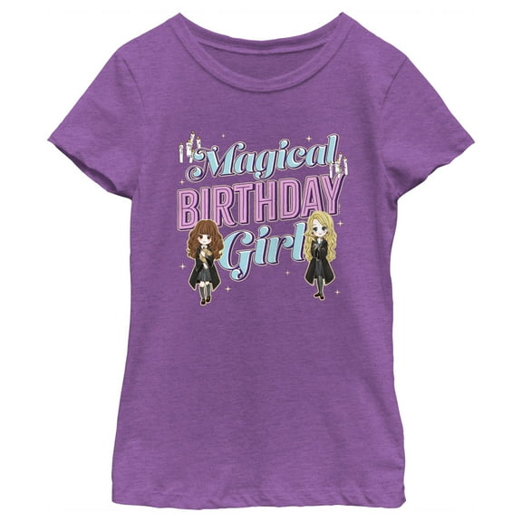 Girl's Harry Potter Magical Birthday Girl  Graphic Tee Purple Berry Medium