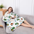 thumbnail image 5 of Oversized Wearable Blanket Hoodie,Cartoon Tractors Wheelbarrows White Pattern Sherpa Blanket Hoodie with Super Pockets,Super Warm Fuzzy Pullover for Women & Men, 5 of 6