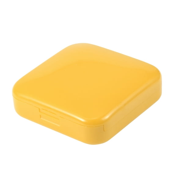 Unique Bargains 1 Pc Square 2 Compartment Pill Case Durable for Travel Yellow