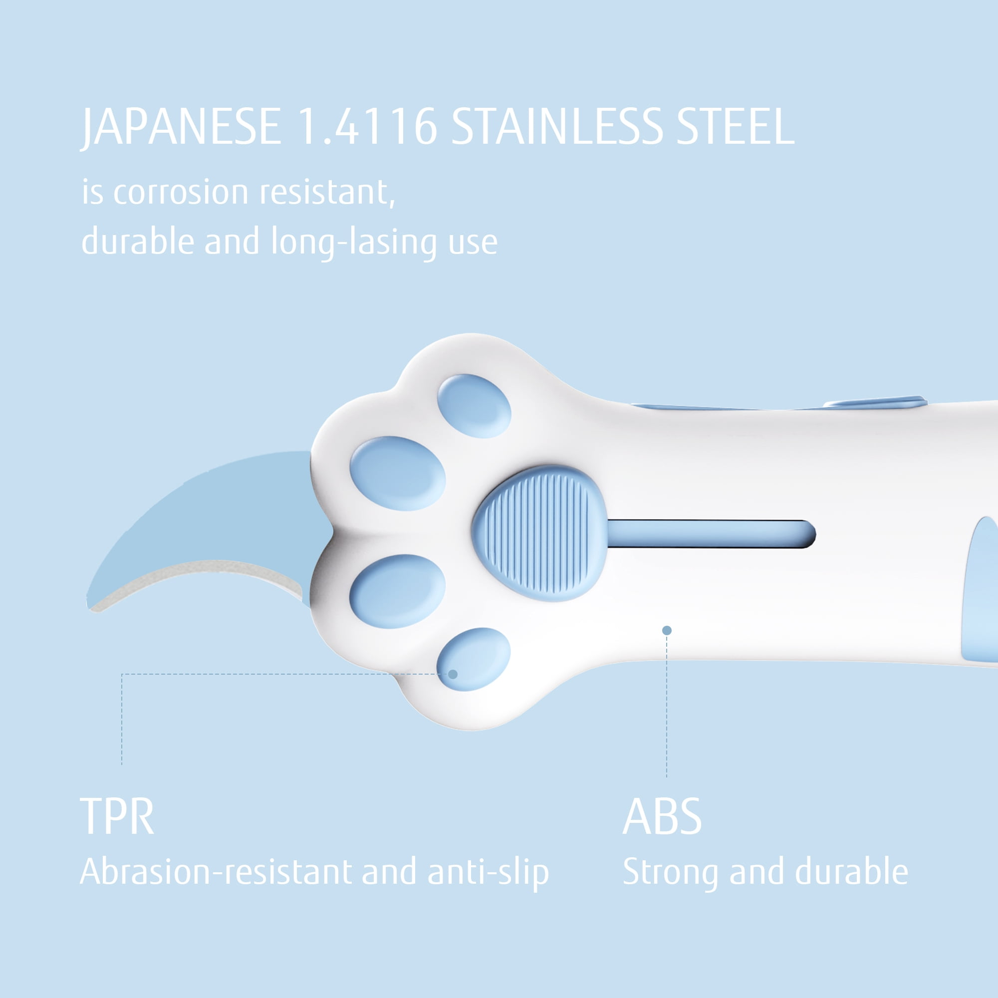 Meowkit Blue Cat Paw Utility Knife, Retractable Box Cutter for Crafts, Gift-Worthy Stationery Tool
