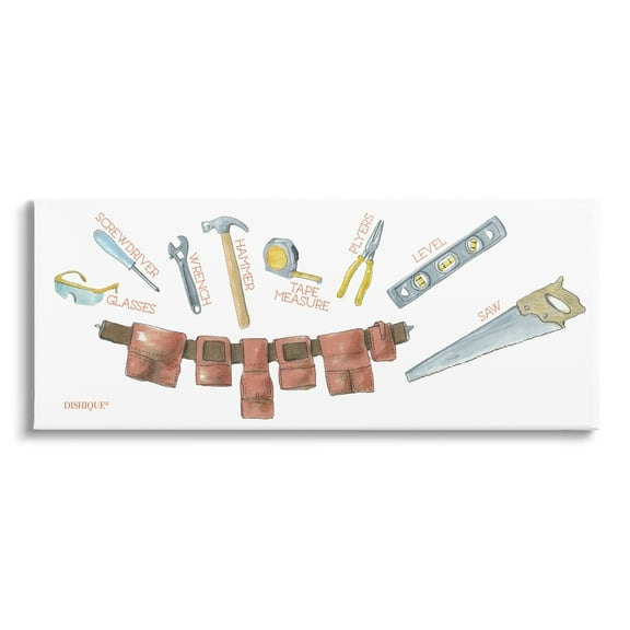 Stupell Industries Various Construction Tools Educational Diagram Illustration Graphic Art Gallery Wrapped Canvas Print Wall Art, Design by Dishique