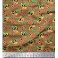 thumbnail image 1 of Soimoi Brown Cotton Poplin Fabric Stripe, & Papaya Fruits Print Fabric by the Yard 56 Inch Wide, 1 of 1