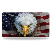 Yehwow American Usa Flag With An Angry Bald Eagle Metal Car Plate Decorative Aluminum License Plate Tag Sign
