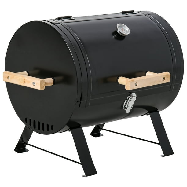 Outsunny 20" Mini Small Smoker Charcoal Grill Side Fire Portable Outdoor Camping Barbecue Grill with Wooden Handles - Walmart.com