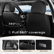 Coverado Black&Purple Car Seat Covers Full Set, Waterproof Premium Leather Front and Back Seat Protectors, Luxury Auto Interior Accessories, Universal Fit Most Cars Sedan SUVs Pick-up Trucks