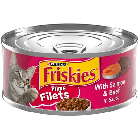 UPC: 0050000100439 | Purina Friskies Prime Filets Gravy Wet Cat Food for Adult Cats Soft Salmon & Beef 5.5 oz Cans (24 Pack)