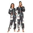 thumbnail image 3 of Black Red Plaids White Rabbits Christmas Adult's Hoodie Onesie Jumpsuit One-Piece Pajamas with Zipper Unisex for Holiday S, 3 of 7