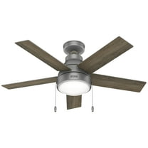 Restored Hunter Fan 44 inch Casual Matte Silver Indoor Ceiling Fan with LED Light Kit and Pull Chain (Refurbished)
