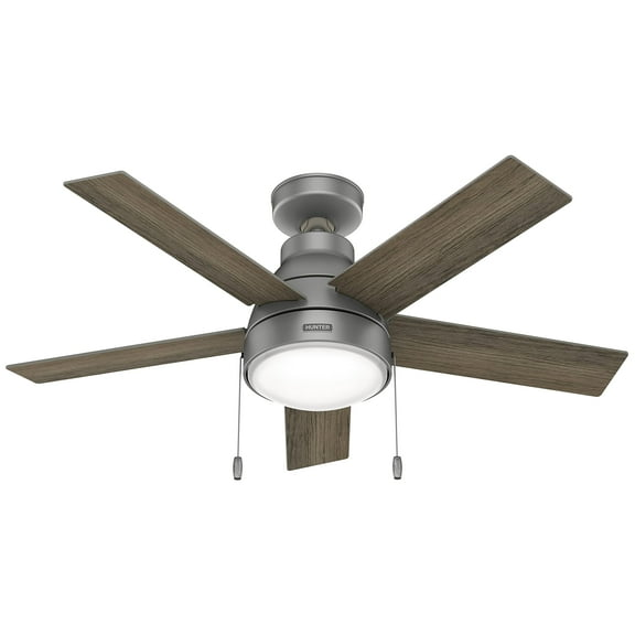 Restored Hunter Fan 44 inch Casual Matte Silver Indoor Ceiling Fan with LED Light Kit and Pull Chain (Refurbished)