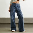 thumbnail image 5 of Gfyviroh Jeans for Women Relaxed Fit Stylish Versatile Denim Pants Elastic Waistband Straight Leg Casual Trousers, 5 of 8
