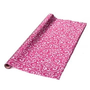 Gift Wrap Roll Foil Floral Printed 27.5" 12 Sq.ft 1Pc, Hot pink - LIVINGbasics™