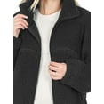 thumbnail image 5 of Women's Drawstring Hem Zipper Front Mock Neck Fleece Cotton Candy Sherpa Jacket with Pockets, 5 of 6