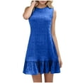 thumbnail image 2 of Gspmoly Robes pour Femmes, Mode Femmes Été Décontractée Unie à Col Rond Sans Manches Robe Mini Robe de Cocktail jusqu'à 65 % de Rabais, 2 of 6