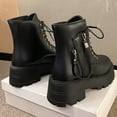 thumbnail image 5 of Women's Round Toe Lace-Up Ankle Boots Autumn Winter Fashion Boots Shoes, 5 of 6