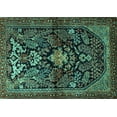 thumbnail image 1 of Ahgly Company Machine Washable Indoor Rectangle Persian Turquoise Blue Traditional Area Rugs, 7' x 9', 1 of 4
