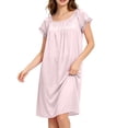 thumbnail image 2 of Chemise Nightgowns for Women Zaewscy Lady's Home-style Short-sleeved Lace Nightgown Beige Free Size, 2 of 8
