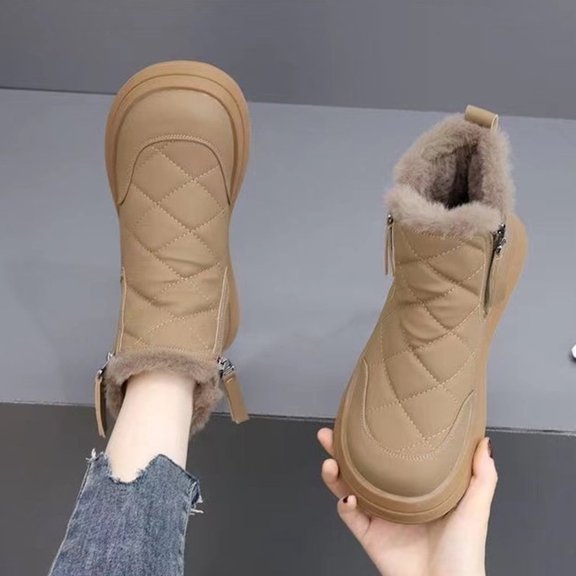 JUSLIO Winter Boots for Women,Platform Boots Solid Color Snow Boots for Women,Fashion Casual Comfort Lightweight Boots