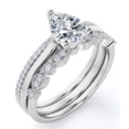 thumbnail image 4 of JeenMata Anillo Compromiso Solitario 2 Ct Corte Pera, Engaste 3 Puntas, Filigrana Milgrain Art Déco, Juego Anillos Boda Trío, Baño Oro Blanco 18 K sobre Plata, 4 of 6