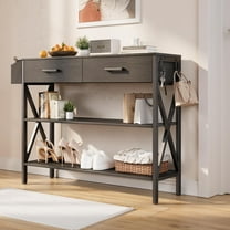 Asofer 39" Console Table with 2 Drawers, Modern Sofa Table, Narrow Wood Entryway Table for Living Room, Foyer, Black