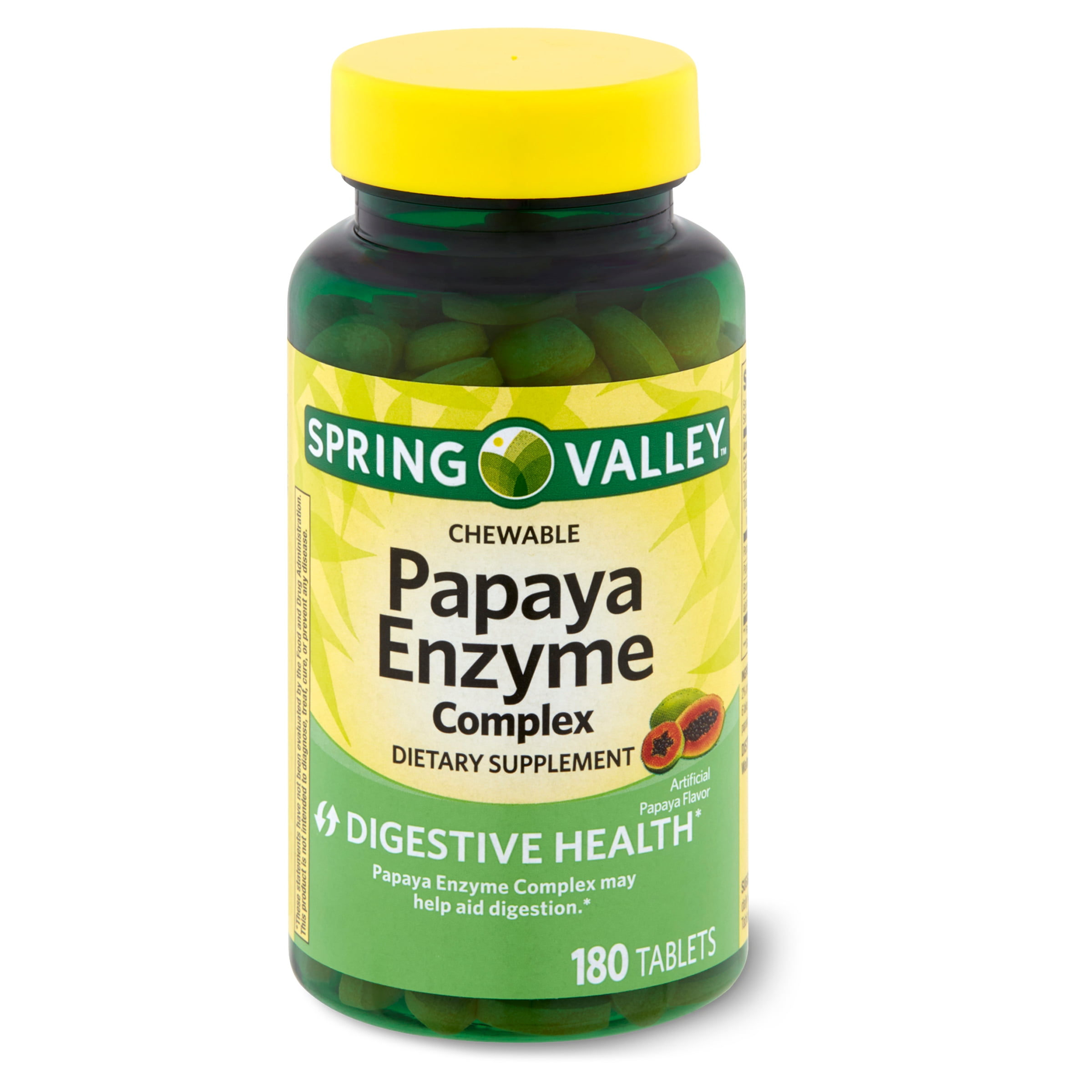 Spring Valley Chewable Papaya Enzyme Complex Tablets, 180 count