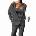 thumbnail image 1 of Conjunto de 3 Piezas de Punto para Mujer: Cárdigan de Larga, Camiseta Sin Mangas, Pantalón y Chándal. Gris Oscuro M, 1 of 4