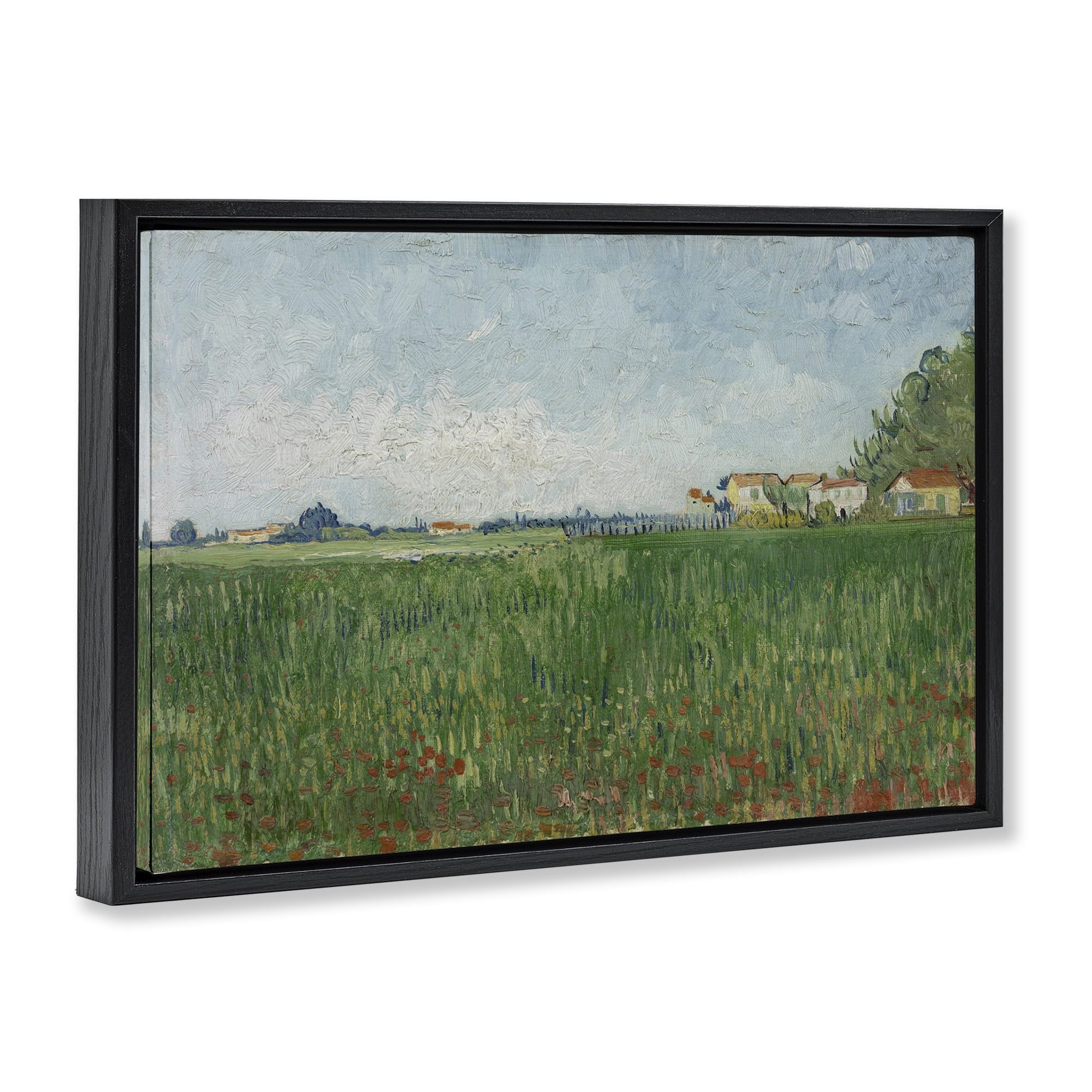 Stupell Industries Van Gogh Field with Poppies Landscape & Nature Painting Black Floater Framed Canvas Art Print Wall Art, 25 x 17