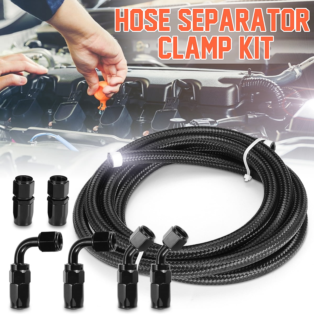 6AN Braided Hose Separator Clamps Fitting Adapters Fit For Oil Fuel Hose Line 