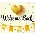 thumbnail image 3 of LUUFILx Welcome Back Banner Glitter Gold Heart Backdrop Party Supplies Decoration Event Background Photography Props School Office Reunion, 3 of 7