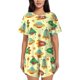 thumbnail image 1 of Balery Colorful Outer Space Conjunto de Pijama para Mujer con Estampado, Dos Piezas de Manga Corta y Shorts, Ropa de Dormir Suave con Cuello Redondo y Bolsillos-4X-Large, 1 of 6