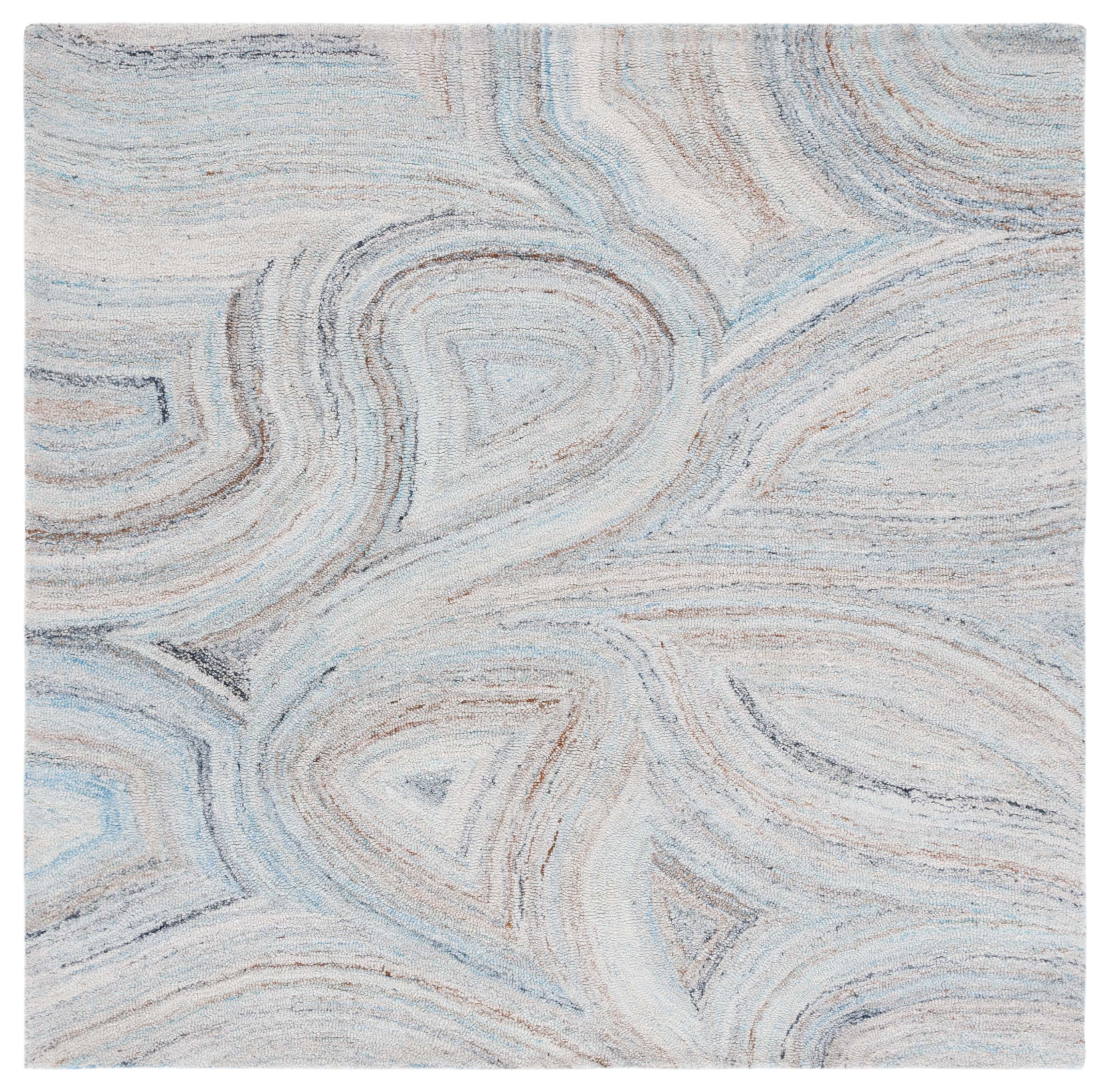 SAFAVIEH Abstract Hypatia Swirls Area Rug, Beige/Blue, 6' x 6' Square