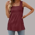thumbnail image 2 of JGGSPWM Women's Sleeveless Tank Top Square Neck Tunic Classic Basic Tshirts Casual Comfy Vest Solid Tees Summer Cool Camisole Wine XL, 2 of 6
