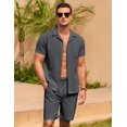 thumbnail image 4 of COOFANDY Men's 2 Pieces Short Set Short Sleeve Button Down Shirts Casual Beach Outfits, 4 of 6