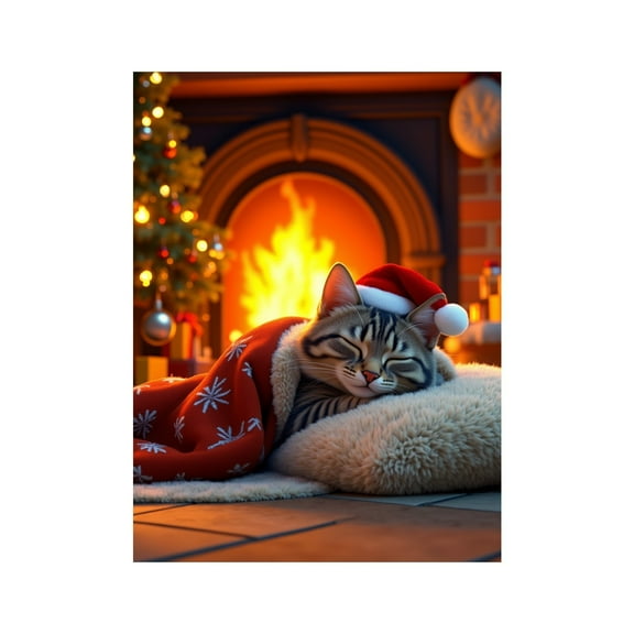 Christmas Cat Blanket Winter Warm Soft Cozy Throw for Holiday Decorations and Comfortable Nap