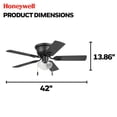 thumbnail image 4 of Honeywell Halle 42 Inch Indoor LED Ceiling Fan with Pull Chain, Matte Black, 4 of 12