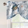 thumbnail image 4 of Blue Turtle Coastal Tie Up Valance Curtains for Windows, Kitchen Curtains Window Treatments, Octopus Summer Beach Coral Starfish Seahorse Short Window Valances for Bedroom Bathroom Cafe 42"x12", 4 of 8