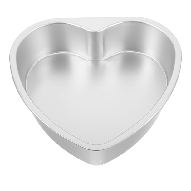 GOOHOCHY Molde de aluminio para pastel en forma de corazón: Molde para hornear de 25 cm - Molde antiadherente en forma de corazón para aniversarios, cumpleaños, San Valentín, bodas.