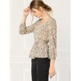 thumbnail image 4 of Unique Bargains Blouse à Manches Longues à Encolure Carrée à Fleurs pour Femmes, 4 of 6