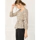 thumbnail image 4 of Blusa de Cintura con Cinturón Y Estampado floral Allegra K Beige L, 4 of 6