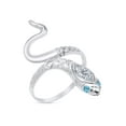 thumbnail image 2 of AFFY Simulated Aquamarine & CZ Snake Womens Band 14k White Gold Over 925 Sterling Silver, 2 of 4