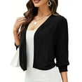 thumbnail image 4 of Women's Cropped Cardigan Shrug Open Front Sweater 3/4 Sleeve Shrug Tops, 4 of 7