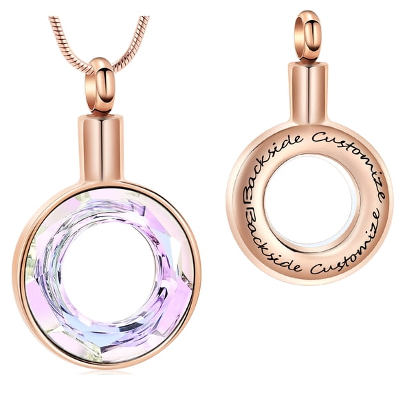 Personalize Circle of Life Necklace for Cremation Ashes Holder Necklace for Ashes of Loved One Pendent for Ashes and Chain Memorial Jewelry