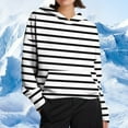 thumbnail image 2 of SwiftWear Women's Black & White Stripe Hooded Sweatshirt Soft Knit Hoodie Pullover with Drop Shoulder, Cozy Casual Tops for Everyday Comfort White, 2 of 7