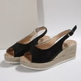 thumbnail image 5 of Wedges Shoes for Women Open Toe Ankle Strap Platform Dressy Casual Sandals Travel Slides Black 5.5(36), 5 of 9