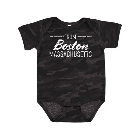 

Inktastic From Boston Massachusetts in White Distressed Text Gift Baby Boy or Baby Girl Bodysuit