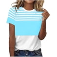 thumbnail image 3 of Ihhxva Women's Tops Moisture-Wicking Striped Crewneck Tee Fit Nautical Print T-Shirt Casual Summer Cotton Loose Style S-2XL, 3 of 7