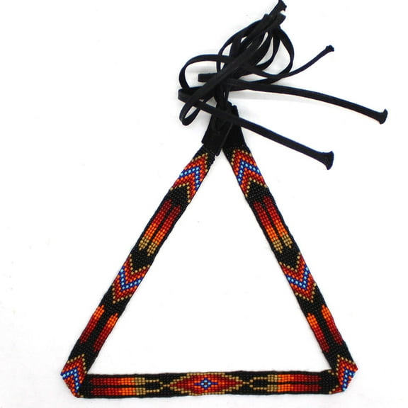Handmade beaded Black Orange Red loom Cowboy style hatband