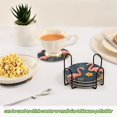 thumbnail image 5 of Yayeee 6 PCS Drink Coasters with Holder Set Woven Absorbent Round Tabletop Hot Pad, Floral Flamingo, 5 of 7